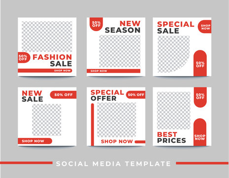 Red Minimalist Social Media Post Template For Fashion,red Abstract Social Media