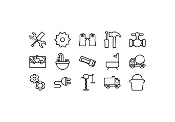 Isolated construction icon set line vector design