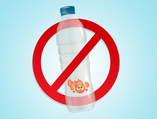 little goldfish trapped in the plastic bottle