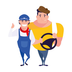 Isolated drivers persons vector design