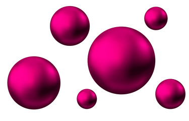 Air pink bubbles isolated on white  background.