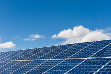 solar panels closeup against a sunny sky