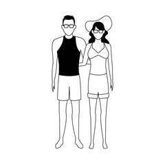 avatar couple with beach clothes and sunglasses
