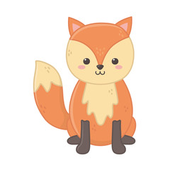 cute little fox sitting animal cartoon