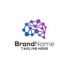 Brain technology logo vector template designs art