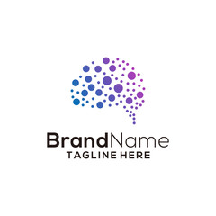 Brain technology logo vector template designs art