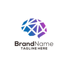 Brain technology logo vector template designs art