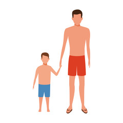Fototapeta premium avatar father and son with swimsuit