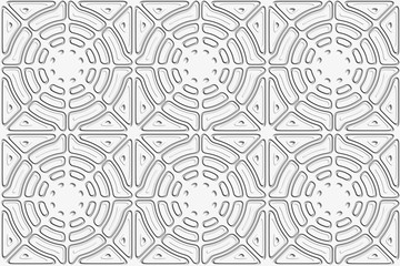 Abstract Geometric 3D white background. Seamless pattern. Rendering illustration.