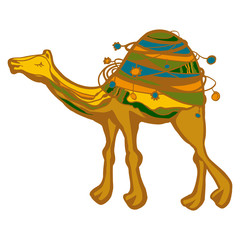 profile of a camel stylized in brown shades