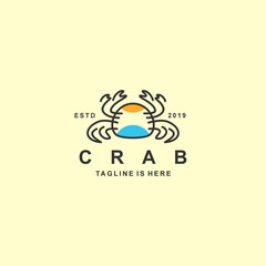 Crab logo with flat design