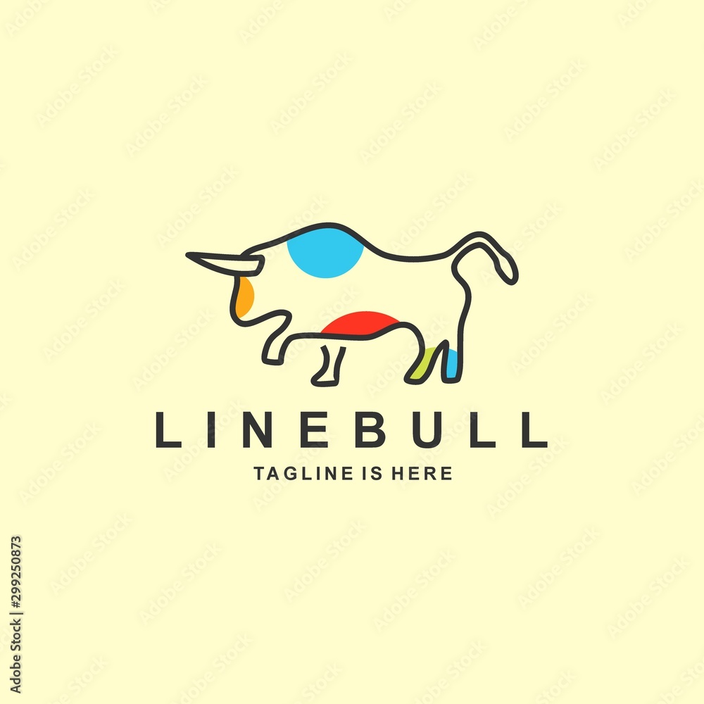 Wall mural bull logo with flat design