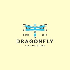 Dragon fly logo with flat design