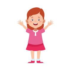 cartoon cute girl wearing skirt, colorful design