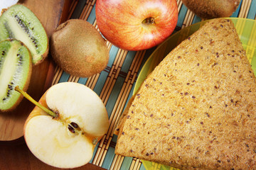 Fruit pastille made of kiwi and apples. Healthy dietetic food
