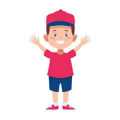happy little boy icon, flat design
