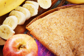 Healthy and tasty fruit pastille produced from banana and apples. Vegetarian dietetic food