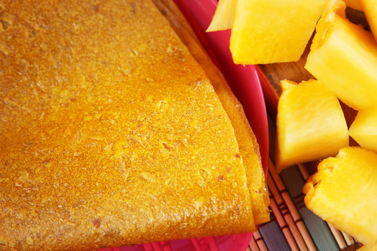Tasty vegetable pastille made of pumpkin. Healthy dietetic food