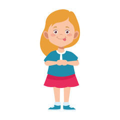 cartoon cute girl wearing skirt, flat design
