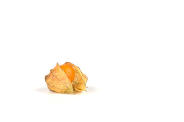 One ripe physalis isolated on a white background.