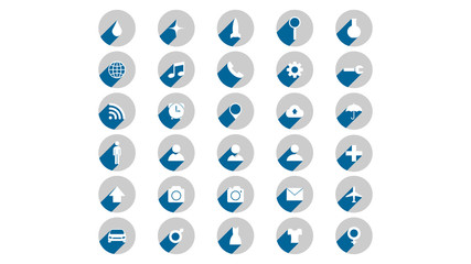 Flat icons vector design. Simple icons with shadows