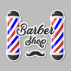 Barber shop poles with stripes. Vector illustration