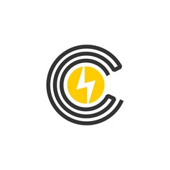 Letter C Bolt Power Creative Abstract Icon Logo Design Template Element Vector