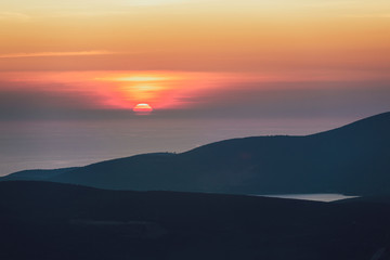 Sunset on Mount Lovcen in Montenegro.