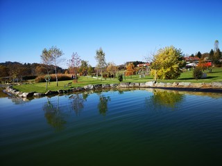 Fototapeta premium Fischteich im Herbst