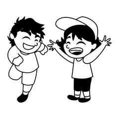 Isolated boys cartoons vector design