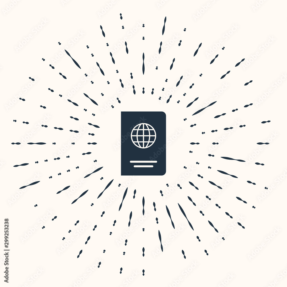 Poster grey passport with biometric data icon isolated on beige background. identification document. abstra