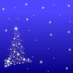 Fototapeta na wymiar Christmas tree star shining design on blue