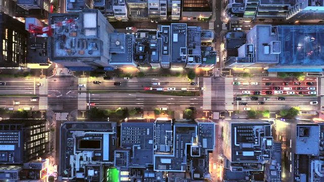 都会の夜景　空撮