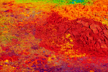 Colorful background made of Indian colorful dyes