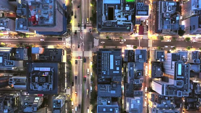 都会の夜景　空撮