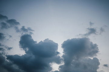 Dark clouds on the sky in the evening with copy space