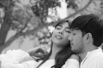 Tender happy stylish couple	