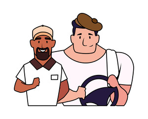 Isolated drivers persons vector design