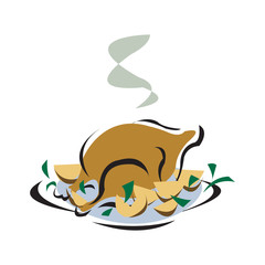 Thanksgiving turkey dish menu delicious illustration White background