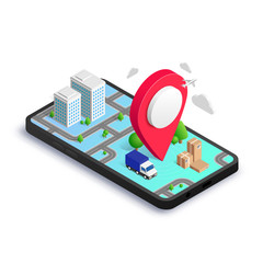 GPS city delivery map isometric app concept