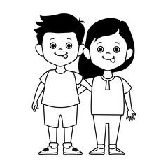 cartoon boy and girl standing icon