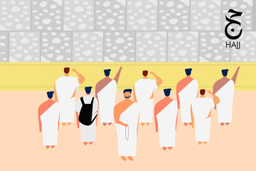Ilustration Muslim hajj Throw the jumrah