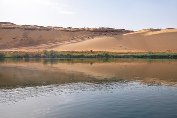 Fototapeta na wymiar Desert landscape behind river Nile near Aswan, Egypt