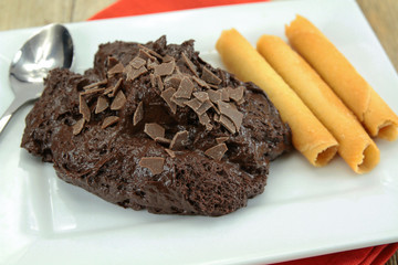dark chocolate mousse with chocolate shavings