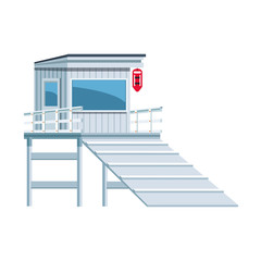 beach lifeguard tower icon, flat design
