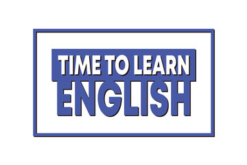 Time to learn english - learning concept. Blue Vector isolated illustration on white background