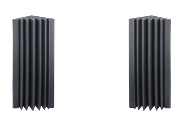 acoustic foam bass traps for sound dampering, isolated on white