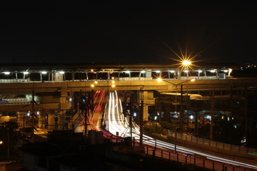 traffic in the city at night