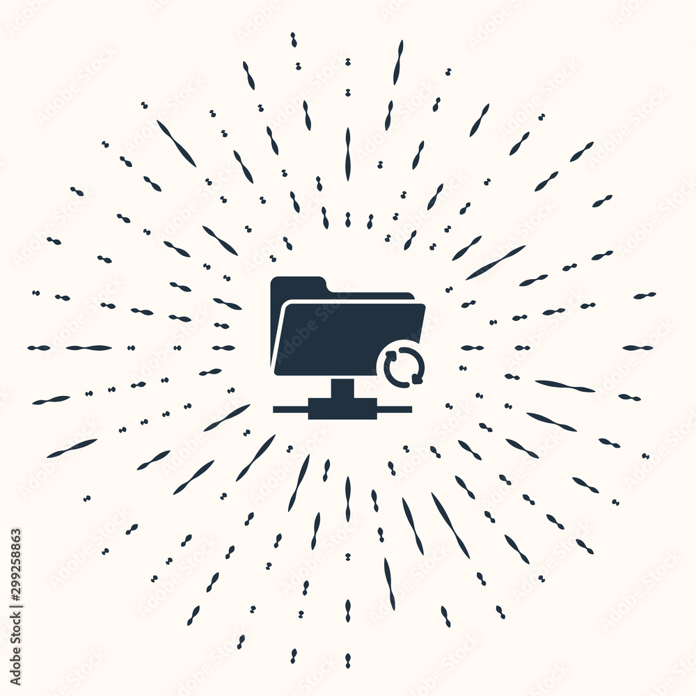 Poster grey ftp sync refresh icon isolated on beige background. software update, transfer protocol, router,