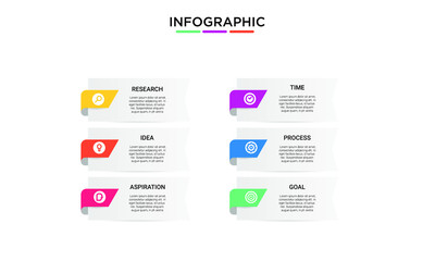 vector step Infographic stack chart design with icons and 6 options or steps. for business concept. Can be used for presentations banner, workflow layout, process diagram, flow chart